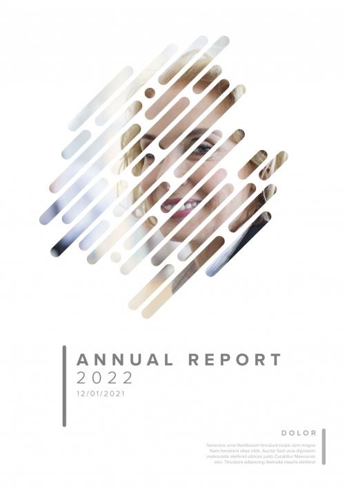 Light Annual Report Front Cover Page Layout with Masked Photo - 462310187