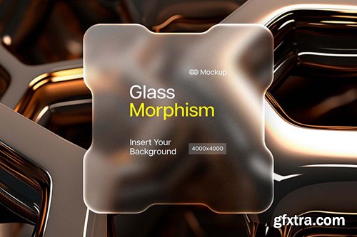 Glass Morphism Chip Card - PSD Mockup Template