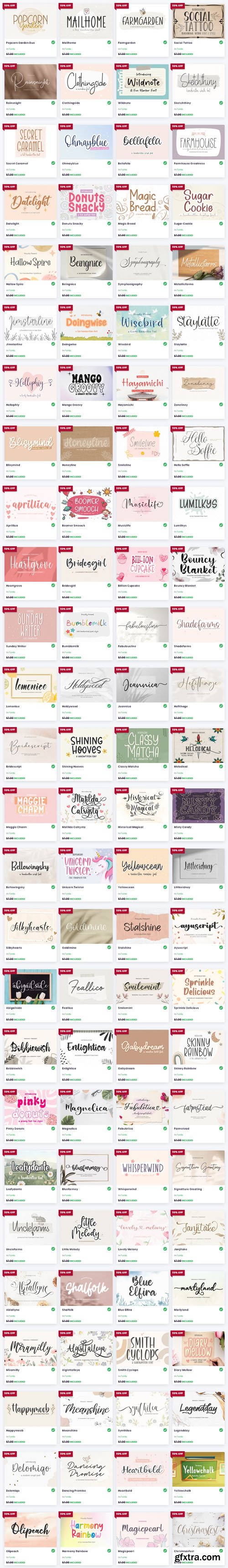 Hand Lettered Font Bundle - 200 Premium Fonts