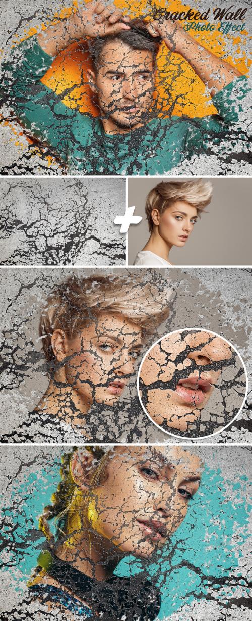 Cracked Wall Photo Effect Mockup - 462310713