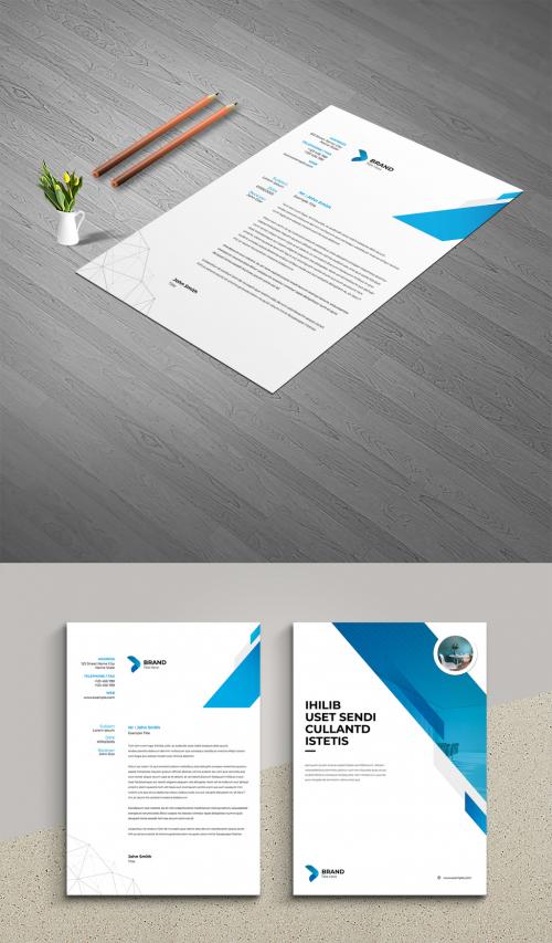 Minimal Business Letterhead with Blue Accents - 462310720