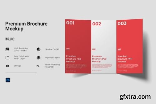 Z-Fold Brochure Mockup Collections 15xPSD