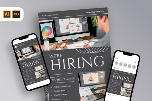 Gray Simple Job Vacancy Flyer Template Set