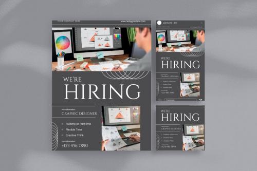 Gray Simple Job Vacancy Flyer Template Set