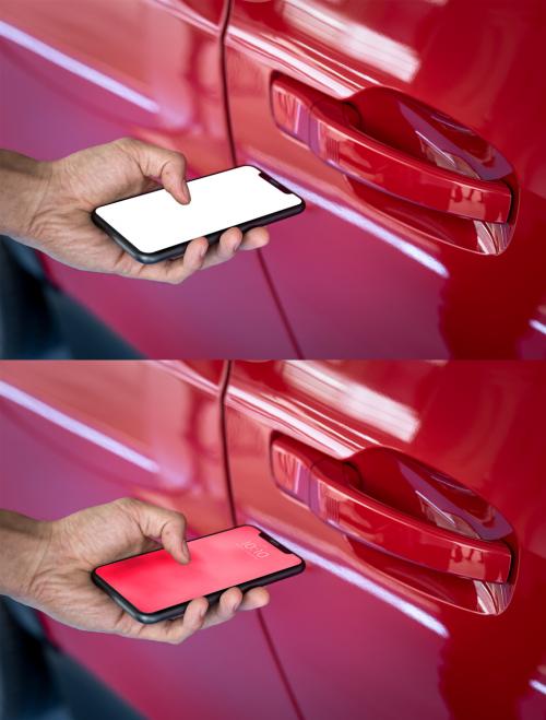 Phone Screen Mockup Unlocking Car - 462954617