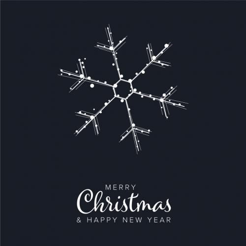 Dark Merry Christmas Card with Snowflake Symbol - 463164811