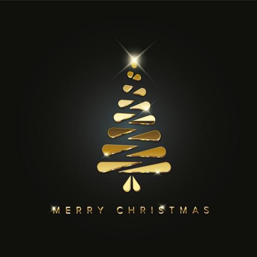 Christmas Card with Minimalistic Golden Tree - 463164812
