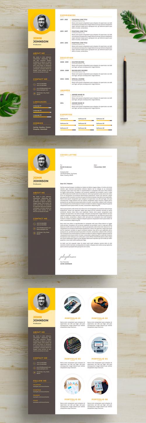 Resume Layout with Yellow Accents - 463689059