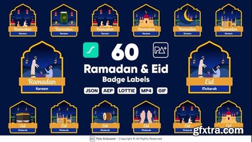 Videohive Ramadan & Eid Lottie Badge Labels 51082065