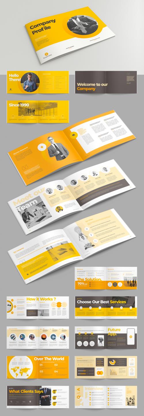 Company Profile Landscape Layout with Yellow Accents - 463689070