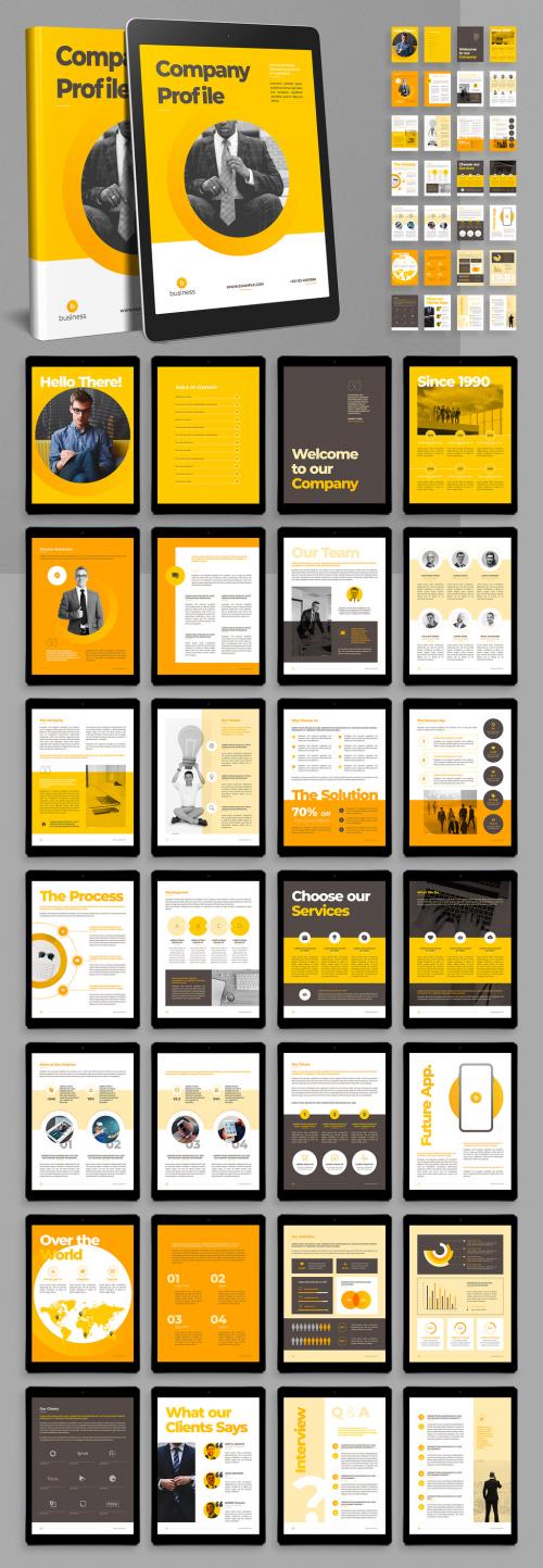 Digital Company Profile Layout with Yellow Accents - 463689075