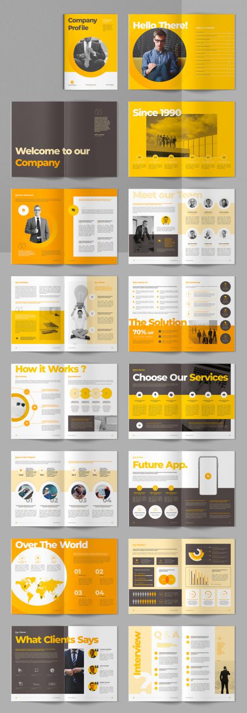 Company Profile Layout with Yellow Accents - 463689078