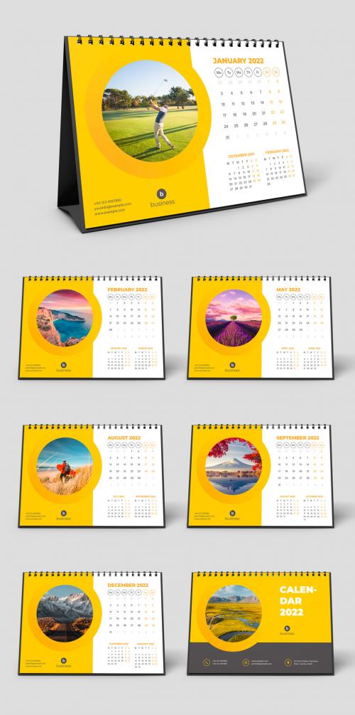 Desk Calendar 2022 Layout with Yellow Accents - 463689093