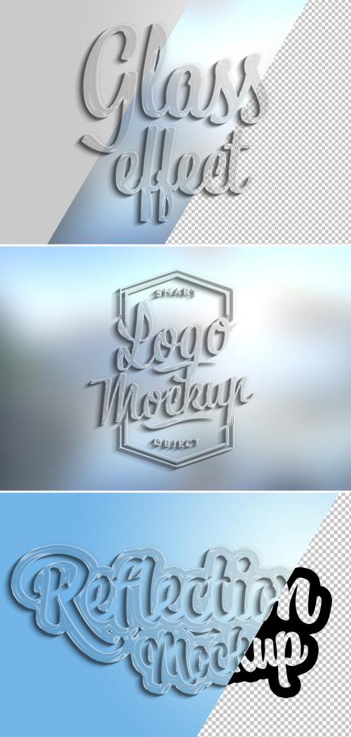 Transparent Glass 3D Text Effect Mockup - 463694933