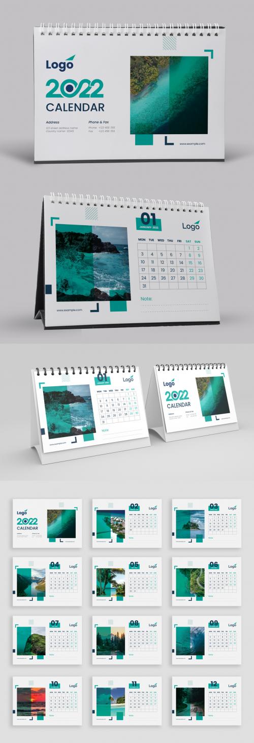2022 Minimal Desk Calendar with Vector Accents - 463695240