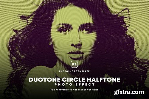 Duotone Circle Halftone Photo Effect MYF4Z58