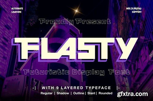 Flasty - Futuristic Font X63C9BF