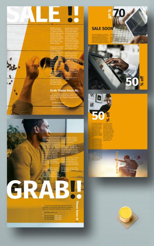 Flyer Template with Orange Accent - 464128115