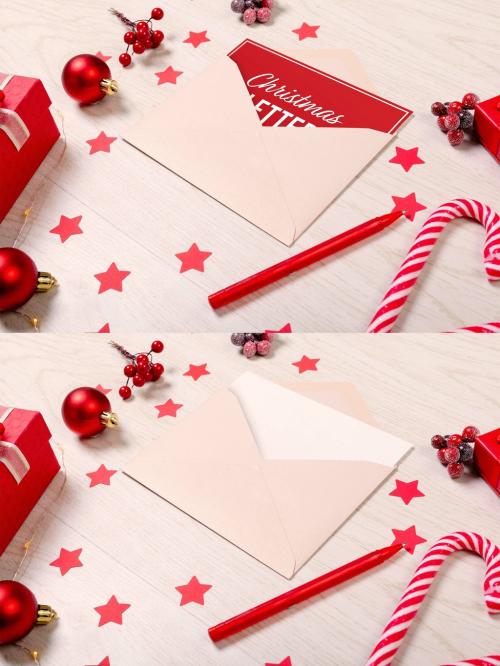 Christmas Letter with Envelope Mockup - 464335888