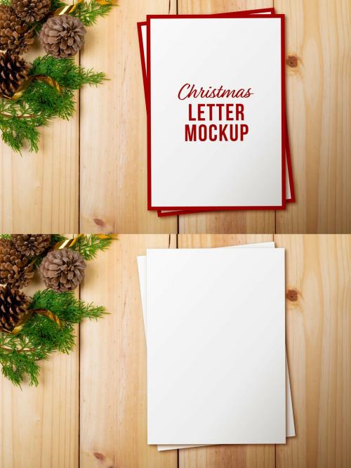 Christmas Letter with Decorations Mockup - 464336051