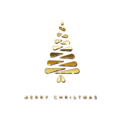 Christmas Card with Minimalistic Golden Tree - 464344243