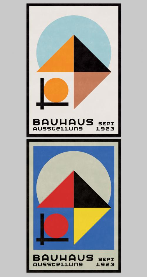 Minimal Geometric Poster Design Layout in Style of Bauhaus - 465123949