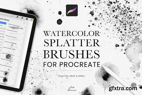 Watercolor Splatter Splash Brushes Procreate R4UCHW7