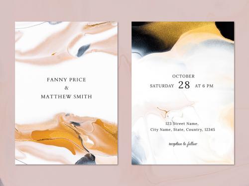 Editable Marble Wedding Invitation Layout - 465401555