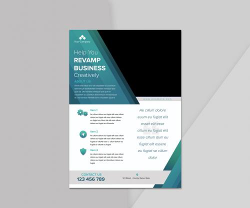 Business Flyer with Teal Accents - 465401995