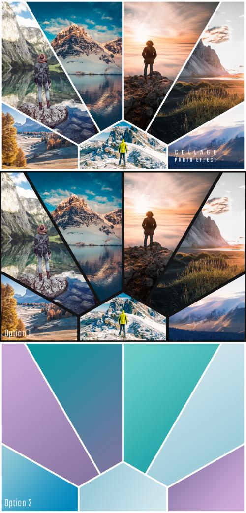 Photo Collage Hexagon Frame Effect Mockup - 465640364