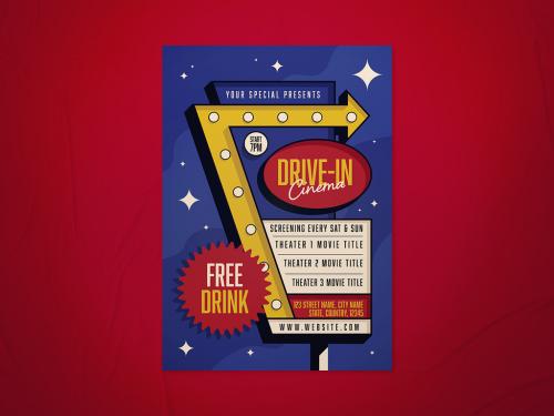 Drive in Cinema Flyer Layout - 466794392