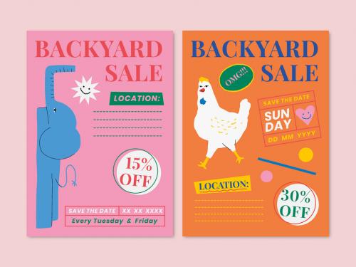 Editable Poster Layout with Cute Animal Illustration Set - 466795750