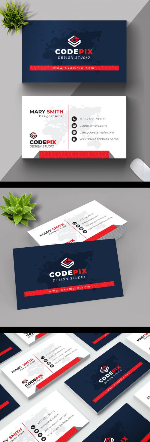 Red Color Business Card - 466795805