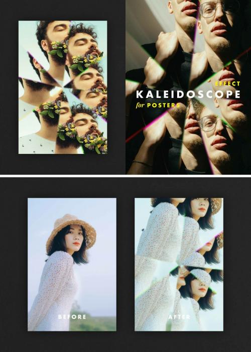 Vertical Kaleidoscope Photo Effect Mockup - 466798925