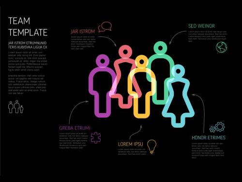 Thick Line Team Dark Infographic Template for Company Overview or Hierarchy Schema - 467009769