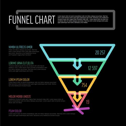 Dark Thick Marker Line Layers Funnel Infographic Template - 467009772