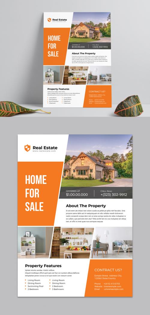 Real Estate Orange Flyer Layout - 467011364