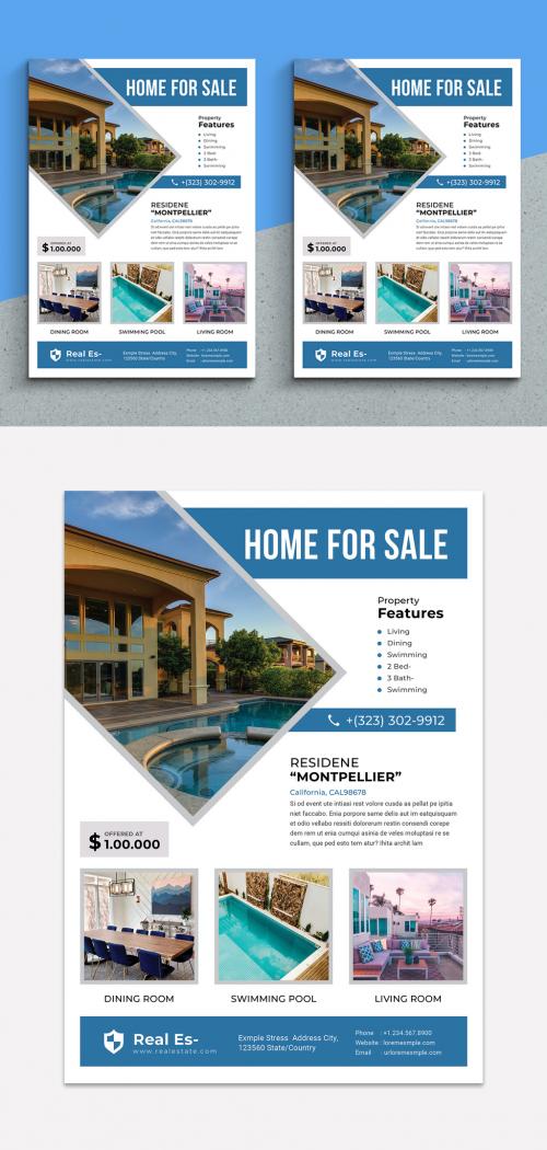 Real Estate Blue Flyer Layout - 467011366