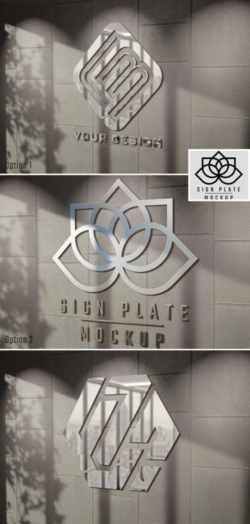 Logo Mockup with 3D Glossy Effect on Sunlit Wall - 467446812