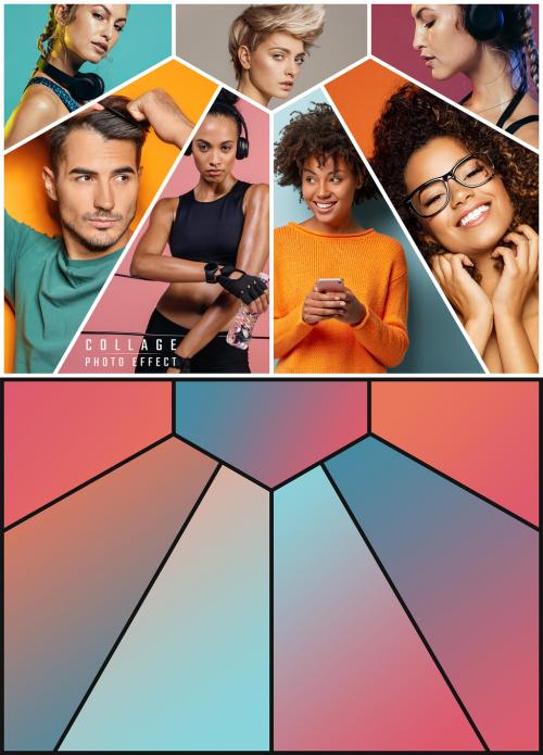 Photo Collage Hexagon Frame Effect Mockup - 467446819