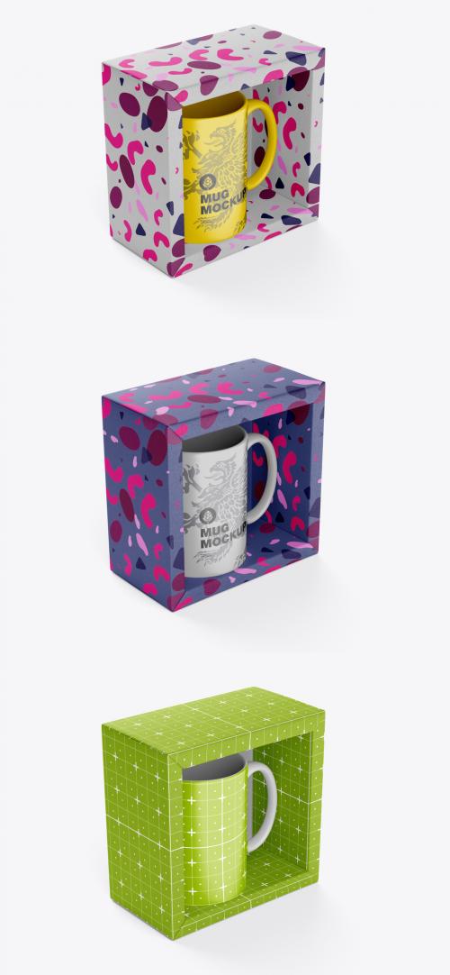 Cardboard Box with Mug Mockup - 467447706