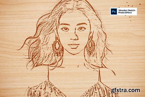 Wooden Sketch Photo Effect 8D4U24T