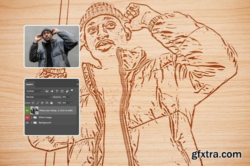 Wooden Sketch Photo Effect 8D4U24T