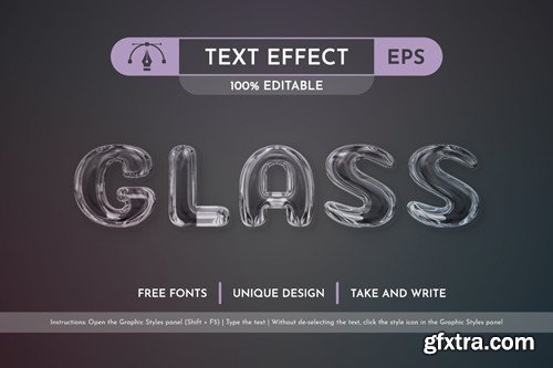 Glass Editable Text Effect, Graphic Style WGR92G8