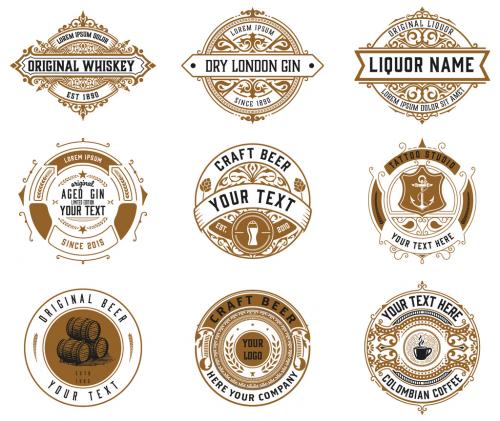 Set of 9 Vintage Logos and Badges - 468263027