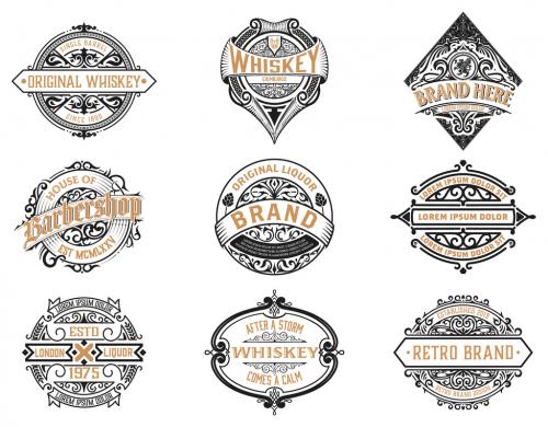 Set of 9 Vintage Logos and Badges - 468263030