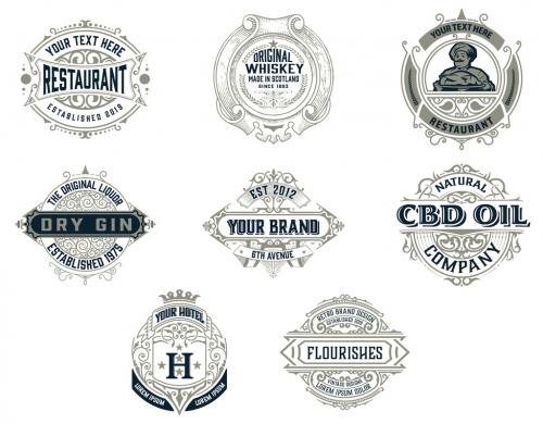 Set of 8 Vintage Logos and Badges - 468263041