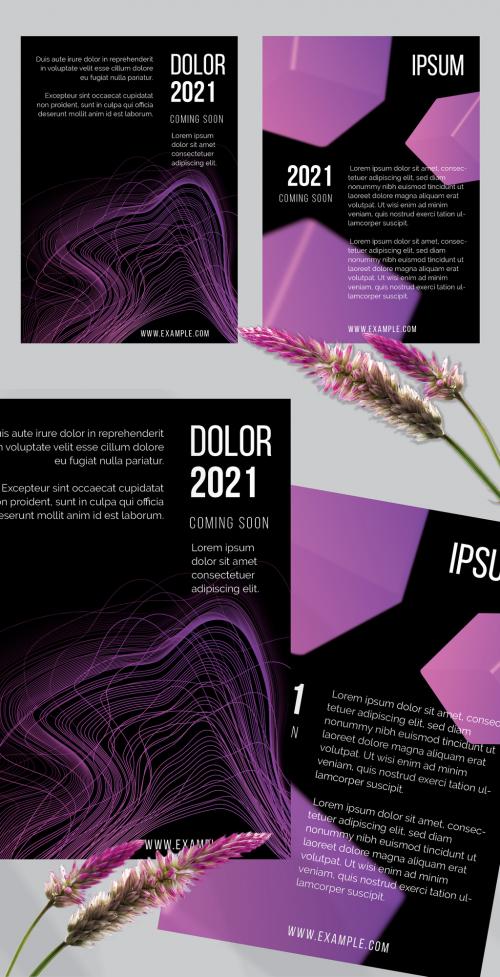 Flyer Layout with Motion Blur and Abstract Glowing Shapes - 468263209