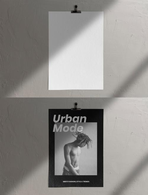 Wall Poster Mockup with Urban Design - 468676393