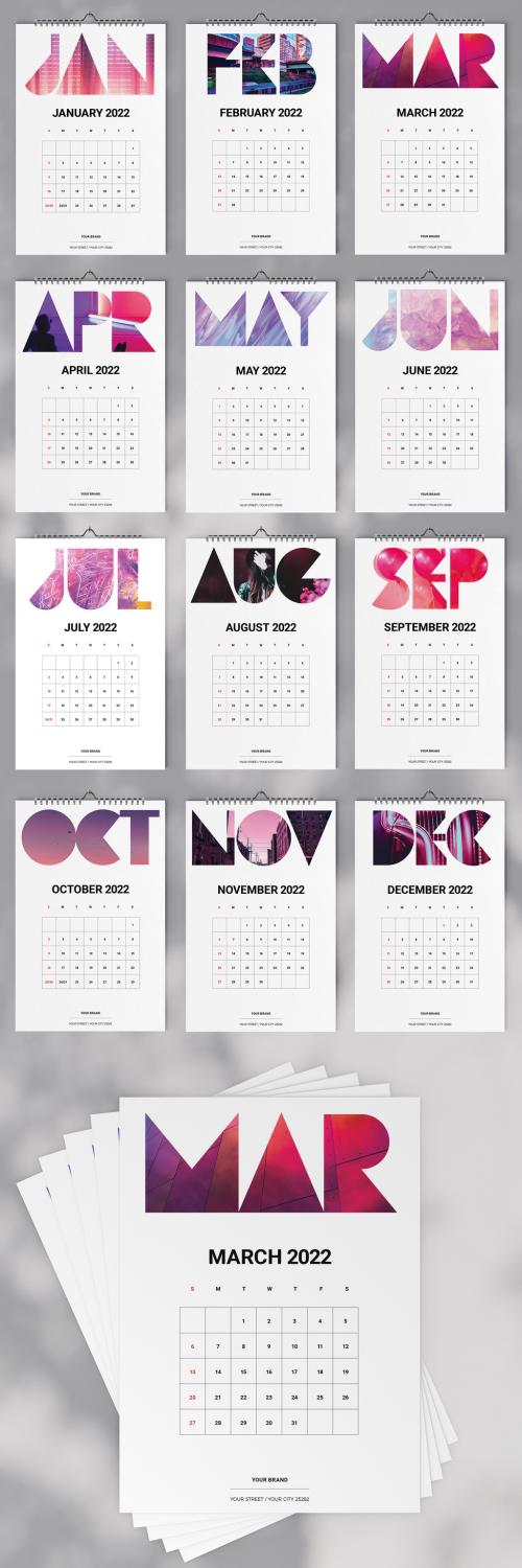 Typography Wall Calendar 2022 Layout - 468851601